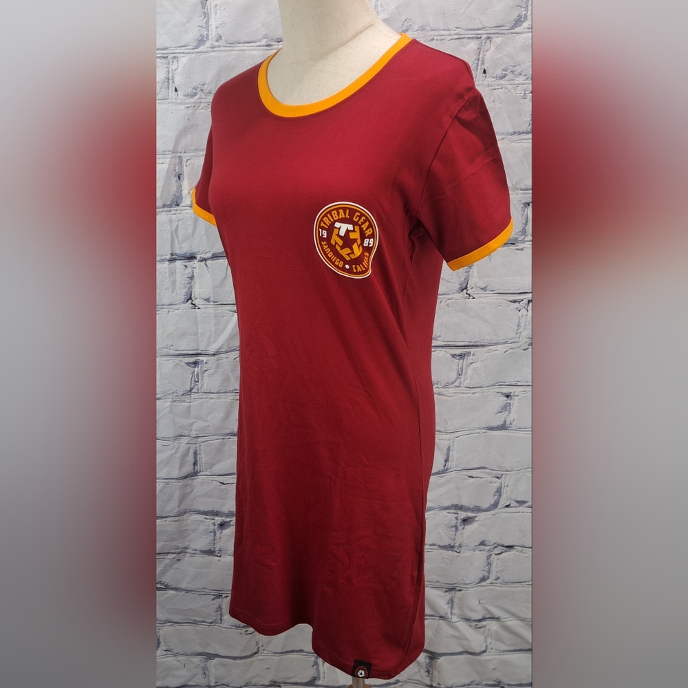 NWT Vintage Tribal Gear Women's T-Shirt Dress Mini Trucker Cranberry Y2K Large - Picture 12 of 15